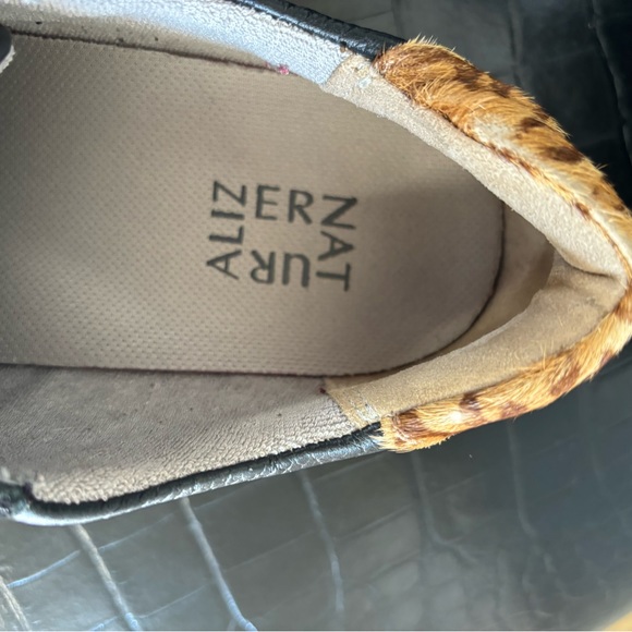 Naturalizer Black Leather and Leopard Print Sneakers - Picture 6 of 10